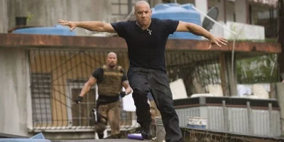 Hobbs and Toretto Jumping off Rooftop