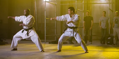 Case And Zack Gomes Doing Karate Moves