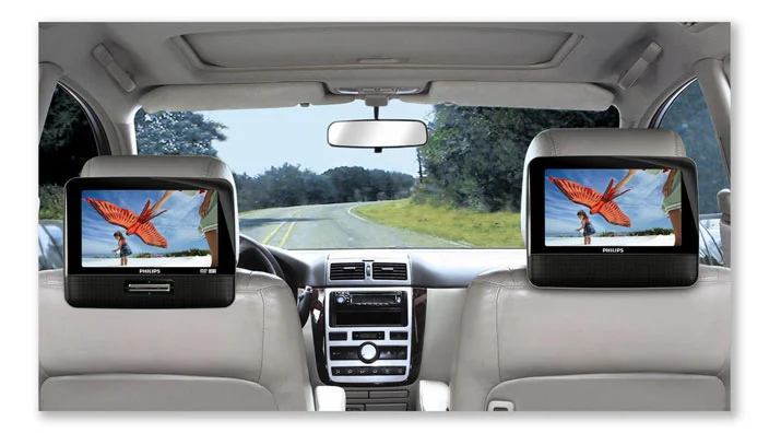 Philips PD7022/05 7 Inch Dual Screen DVD Player Back Seat View