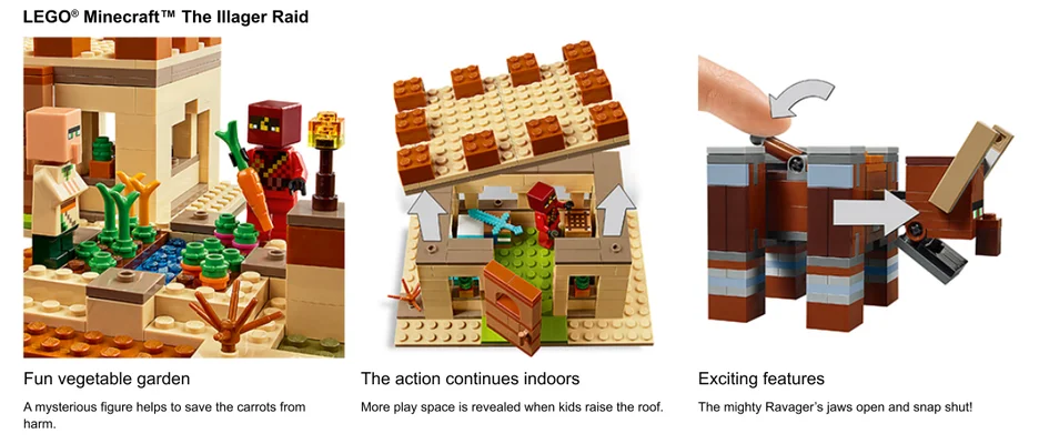 Nahaufnahmen des Minecraft LEGO Sets