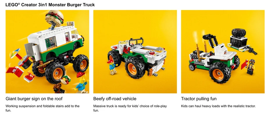 Nahaufnahmen vom Monster Burger Truck Set