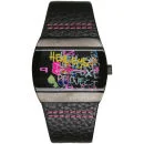 Henleys Women's Black Strap Graffiti Style Watch Bild 1