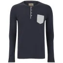 Brave Soul Men's Plain Pocket Grandad Long Sleeve Top - Navy - S - Marineblau Bild 1