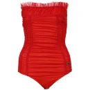 John Galliano Women's Bandeau Polka Dot Swimsuit - Red - 12 - Rot Bild 1