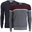 Brave Soul Men's Marc 2-Pack Knitted Jumpers - Mid Grey Marl/Dark Navy/Ecru/Bordeaux - S - Mid Grey Marl/Dark Navy/Ecru/Bordeaux Bild 1