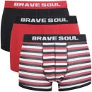 Brave Soul Männer 3er Pack Boxershorts - Rot/Schwarz/Streifen - S - Red/Black/Stripe Bild 1