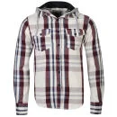 Brave Soul Men's Long Sleeve Hooded Check Shirt - Cream Check - S - Cream Check Bild 1