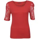 Brave Soul Women's Mischa Lace Sleeve Top - Red - S - Rot Bild 1