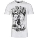 Ringspun Men's Photo Print Strip T-Shirt - White/Blue - S - Weiss-Blau Bild 1