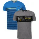 Kangol Men's Rumour And Yoda T-shirt 2 Pk Blue/Grey Marl - S - Blue/Grey Marl Bild 1