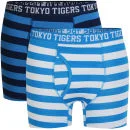Tokyo Tigers Men's 2-Pack Boxers - Blue/White - S - Blue / White Bild 1