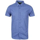 Brave Soul Men's Gallaghere Printed Short Sleeve Shirt - Blue - S - Blau Bild 1
