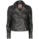 Barneys Women's Real Leather Biker Jacket - Anthracite - 8 - Anthrazit Bild 1
