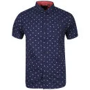Brave Soul Men's Oryx Short Sleeve Star Print Shirt - Navy - S - Marineblau Bild 1