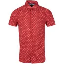 Brave Soul Men's Gallaghere Printed Short Sleeve Shirt - Red - S - Rot Bild 1