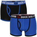 Duck and Cover Men's 2-Pack Contrast Keyhole Boxer - Black/ Blue - S - Black/Blue Bild 1