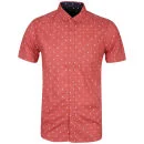 Brave Soul Men's Oryx Short Sleeve Star Print Shirt - Light Red - S - Light Red Bild 1