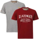Slazenger Men's 2-Pack T-Shirts - Berry/Dark Grey Marl - S - Berry/Dark Grey Marl Bild 1
