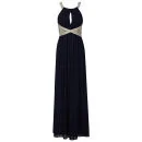Little Mistress Lace Insert Embellished Maxi Prom Dress - Navy - 8 - Marineblau Bild 1