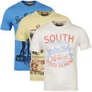 South Shore Men's 3 Pack T-Shirts - Swedish Blue/Pale Yellow/Ivory - S - Swedish Blue/Pale Yellow/Ivory Bild 1