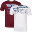 Seven Series Men's Mazza and Lukey 2-Pack T-Shirts - White/Mahogany - S - White/ Mahogany Bild 1