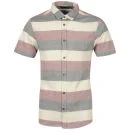 Brave Soul Men's Odin Short Sleeve Shirt - Ecru/Burgundy/Navy - S - Ecru/Burgundy/Navy Bild 1