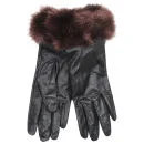 Women's Faux Fur Leather Gloves - Oxblood Bild 1