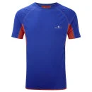 RonHill Herren Advance Kurzarm Crew T-Shirt - Ultramarine/ Orange - S - Ultramarine/Burnt Orange Bild 1