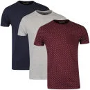 Brave Soul Men's Skeletor 3-Pack T-Shirts - Navy/Light Grey Marl/Burgundy - S Bild 1