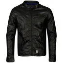 Crosshatch Men's Leather Look Jacket - Black/Blue - S - Schwarz/Grau Bild 1