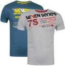 Seven Series Men's Mazza and Lukey 2-Pack T-Shirts - Grey/Blue - S - Grey / Blue Bild 1