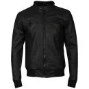 Bench Men's Washed Leather Look Derby Jacket - Black - S - Schwarz Bild 1
