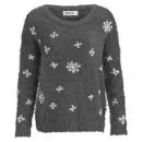 ONLY Women's Crystal Snowflake Christmas Jumper - Dark Grey Melange - XS/UK 4 - Dark Grey Melange Bild 1
