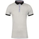 Brave Soul Men's Premiere Hexagonal Print Polo Shirt - White/Dark Navy - S - White/dk Navy Bild 1