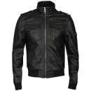 Bench Men's Washed Leather Look Transformer Jacket - Black - S - Schwarz Bild 1