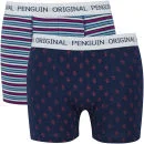 Original Penguin Men's 2 Pack All Over Penguin Striped Boxers - Navy/Multi - S - Navy/Multi Bild 1