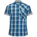 Bench Men's Short Sleeve Checked Urbitz Shirt - Seaport - S - Blau Bild 1