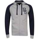 Ringspun Men's Major Hooded Sweat - Grey Marl / Navy - S - Grey Marl / Navy Bild 1