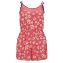 AX Paris Damen Daisy Print Playsuit - Korallenrot - 8 - Korallenfarben Bild 1