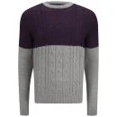 Soul Star Men's Pepper Sync Colour Block Knit Jumper - Light Grey Marl - S - Grau Bild 1