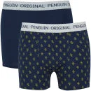 Original Penguin Men's 2 Pack All Over Penguin Design Boxers - Navy/Gold - S Bild 1
