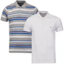 Brave Soul Men's Aquitania 2 Pack Polo - Cobalt Blue/Navy/Burg Stripe & White - S - Cobalt Blue/Burgundy/Grey Marl/White Bild 1