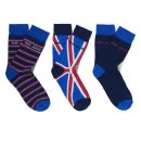 Pepe Jeans Men's Jake Gift Set 3 Pack Socks - Blue Stripe/Navy - 38-42 - Blau Bild 1