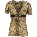 Roberto Cavalli Women's Leopard Print T-Shirt - Brown - 10 - Braun Bild 1