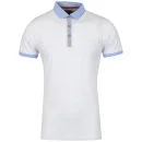 Brave Soul Men's Premiere Hexagonal Print Polo Shirt - White/Sky - S - White/Sky Bild 1