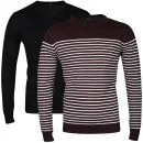 Brave Soul Men's Galaxy 2-Pack Knitwear - Wine/Ecru/Black - S Bild 1