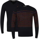 Brave Soul Men's Simon 2-Pack Knitwear - Navy & Ultraviolet - S - Navy/Orange/Ultraviolet Stripe & Navy Solid Bild 1