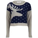 Vero Moda Women's Lucila Reindeer Christmas Jumper - Black Iris - XS - Schwarz Bild 1