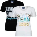 Pure Juice Women's 2 Pack Beach Team & Waimea Bay Graphic T-Shirt - White/Black - S - White/Black Bild 1