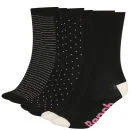 Bench Women's Plain Striped and Dotted 3-Pack Sock Gift Set - Black - UK 4-7 - Schwarz Bild 1